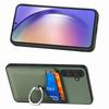 For Samsung Galaxy A34 5G Case with Card Holder Ring Kickstand PU Leather Coated PC+TPU Back Cover