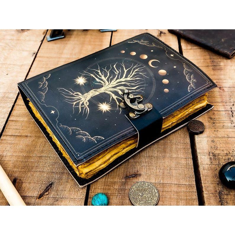 Leather Journal Tree of Life - Genuine Leather Notebooks For Women - Beautiful Journal For Sketches Book Traveling Book Blank Spell Book