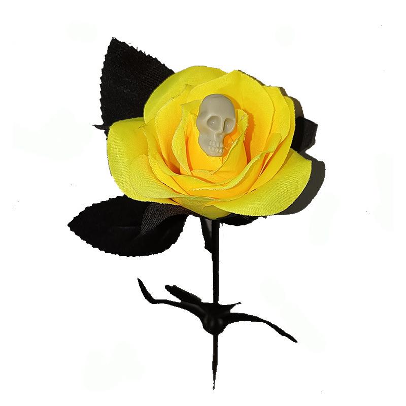 1 шт., товары для Хэллоуина, искусственный цветок с черепом, черный искусственный цветок, цветок ужаса, роза