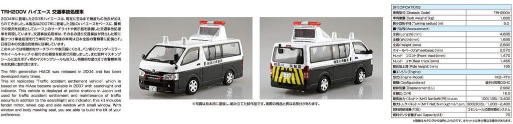 Aoshima Bunka Kyozai The Model Car Series Toyota TRH200V Hiace Traffic Accident Treatment Vehicle 2007 Пластиковая модель 1/24 № 50