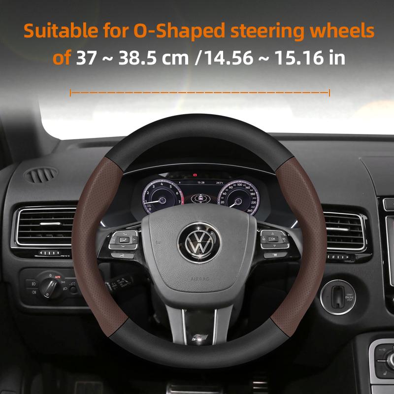 vcxja9 Suitable for Volkswagen Breathable Leather Matte Carbon Fiber Texture Steering Wheel Cover Suitable for Polo Golf 5 6 7 Gol Cc Passat B6 B8