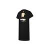 Embroidered Logo Cartoon Straight Cut Printed Short Sleeve Dress Women Dresses Black 533105-01