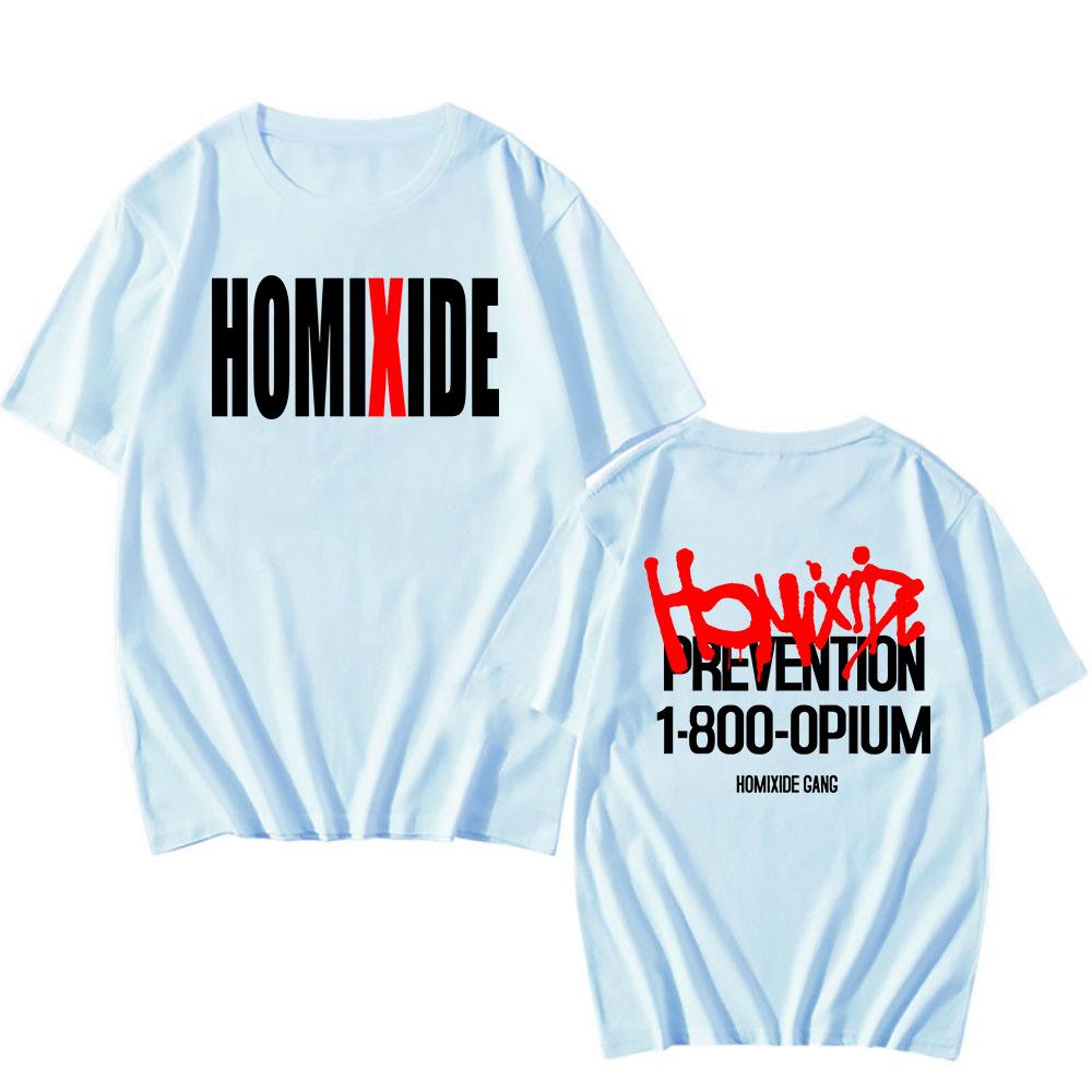 Футболки Rock Band HXG Homixide Gang Футболки Летняя Хлопковая Футболка с Коротким Рукавом Мужская Женская Одежда Графическая Футболка Принт в Стиле Гранж Топ