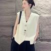 Кардиган, жилет женский, лето 2023, нерегулярный, с нежной пряжкой, v-образным вырезом, без рукавов, повседневный консольный, европейский модный женский жилет