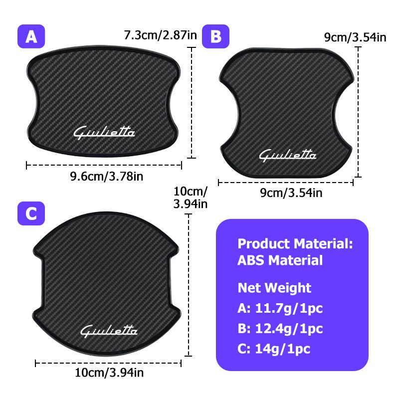 2026 Hot Alfa Romeo 4PCS Carbon Fiber Car Door Handle Protection Sticker Emblem Accessories For Alfa Romeo Giulietta GT 159 147 