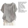 Women Casual Tops O-Neck Short Sleeve Buttons Decor Tee Shirt Loose Fit Solid Color Pullover