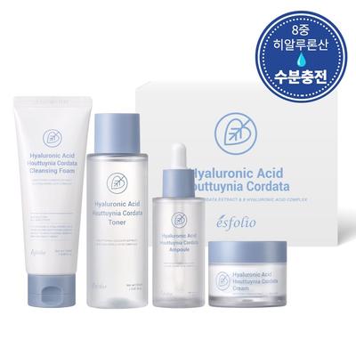Esfolio Houttuynia cordata базовый набор из 4 предметов (пена + тонер + ампула + крем) Успокоение кожи и облегчение угревой сыпи