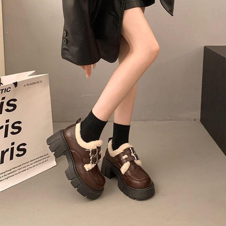 Универсальные туфли Мэри Джейн на платформе с толстым каблуком, маленькие кожаные туфли, ретро британские лоферы, женские, новые модели осени 2025