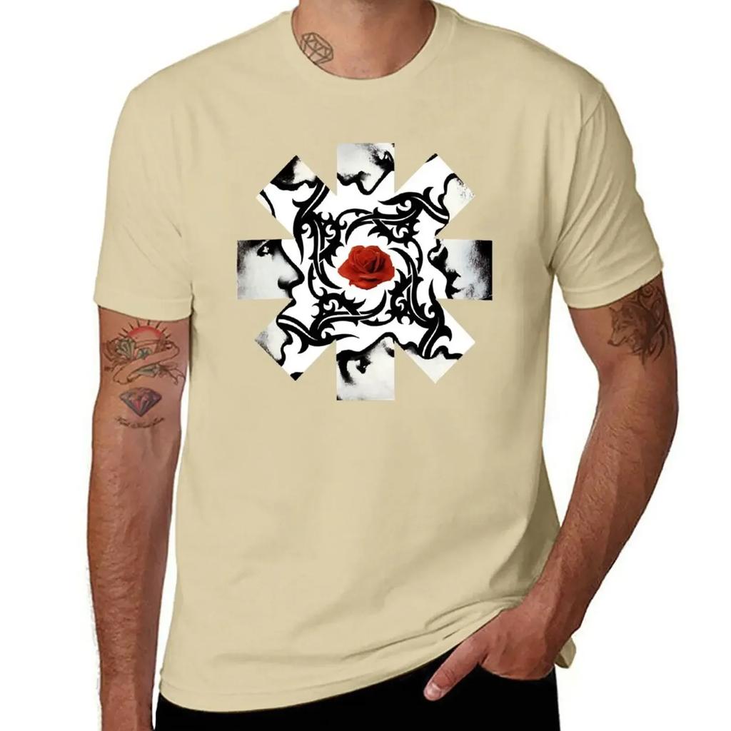 Red Rose on Center T-Shirt tops Aesthetic clothing big and tall t shirts for men