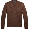 Polo Однотонный вязаный кардиган с V-образным вырезом, мужской трикотаж, темно-коричневый 710890548502
