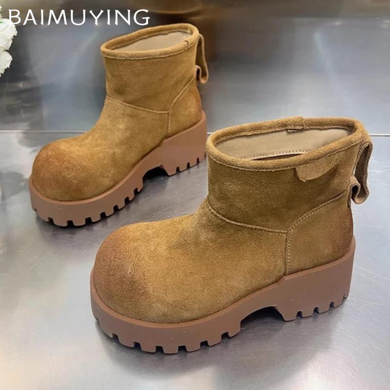 Леопардовые зимние ботильоны женские на платформе замшевые теплые туфли женские 2025 тренд зимние брендовые короткие плюшевые мотоциклетные ботинки Botas De Mujer