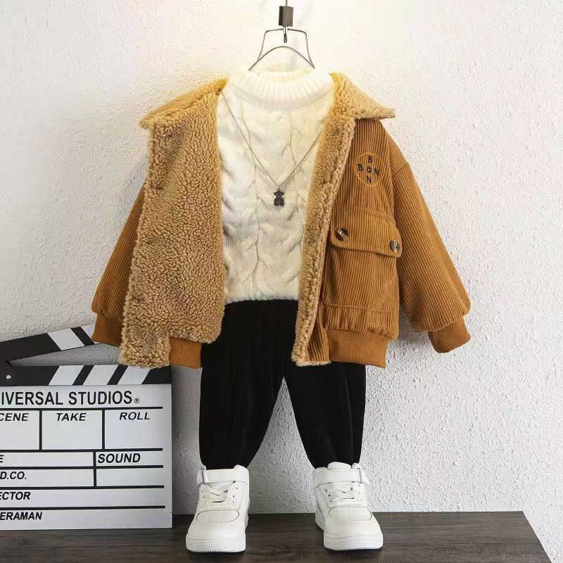 Baby Girls Boys Winter Lapel Coat Cloak Thick Warm Outerwear Clothes Baby Toddler Baby Kids Corduroy Jacket Clothing
