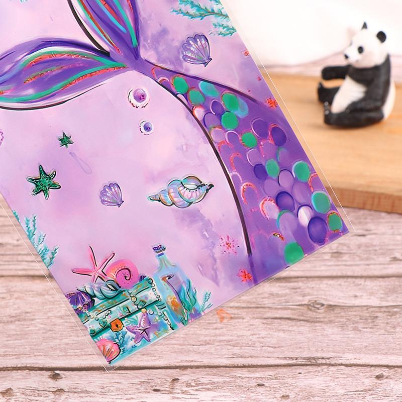 50Pcs Mermaid Party Candy Bags Biscuit Packing Bag Mermaid Birthday Gift Bag