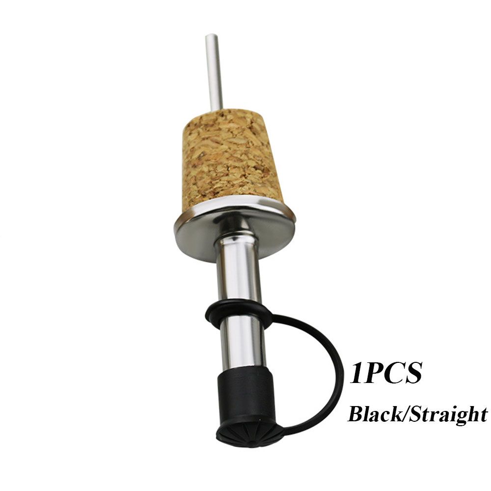 1/3PCS Metal Barware With Cover Bottle Stopper Wine Pourer Wooden Cork Oil Dispenser