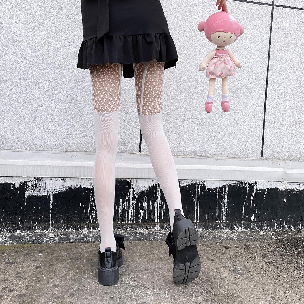 Милые японские чулки-сеточки с защитой от защемления - JK Suspenders, дизайн Hollow Net