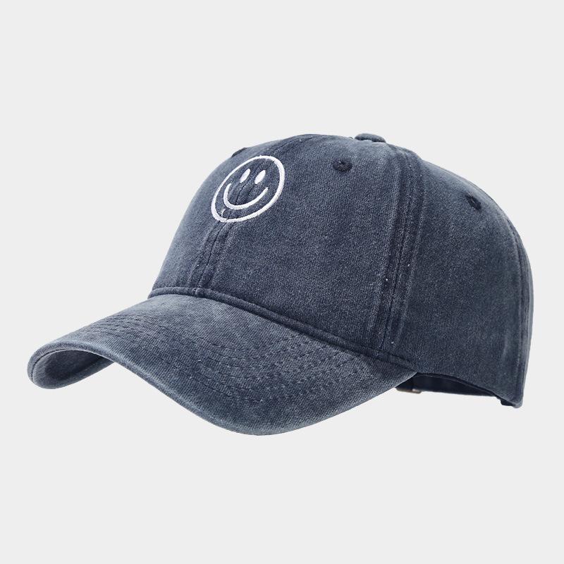 Хлопковые бейсболки с стиркой для женщин и мужчин, мягкая кепка-snapback, для активного отдыха, спорта, тракер, Gorras, вышивка смайлика, хип-хоп, кепка в стиле "папа", подарки