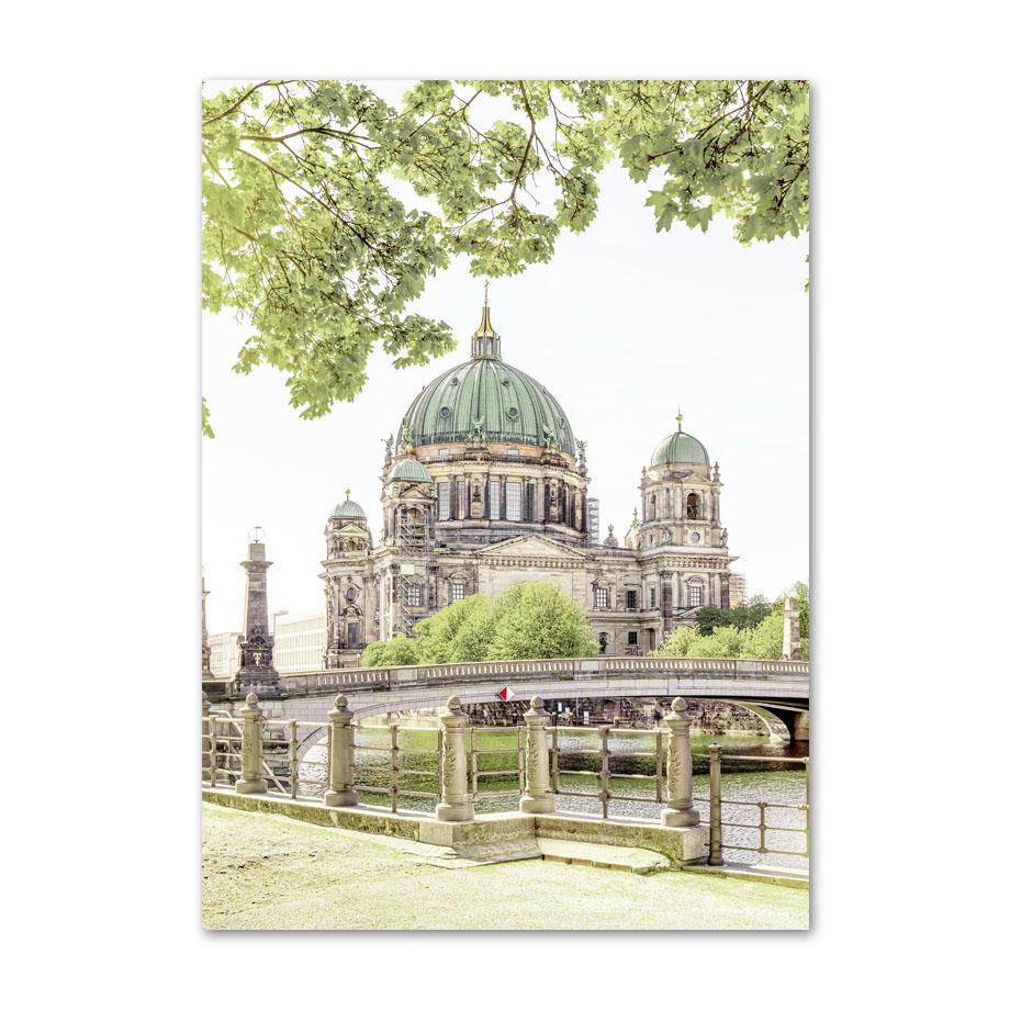 Spring Sunflower Sakura Windmill Farmhouse Church Green Landscape Poster Wall Art Canvas Painting For Living Room Home Decor