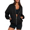 Women's Zipper Oversized Sweatshirt Jacket Long Sleeve Casual Outerwear