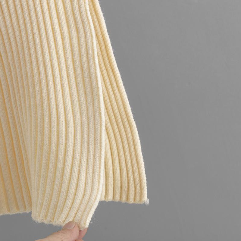 Осень-зима ленивый ветер свободный полувысокий воротник свитер костюм женский однотонный длинный рукав твист трикотажная юбка комплект из двух частей