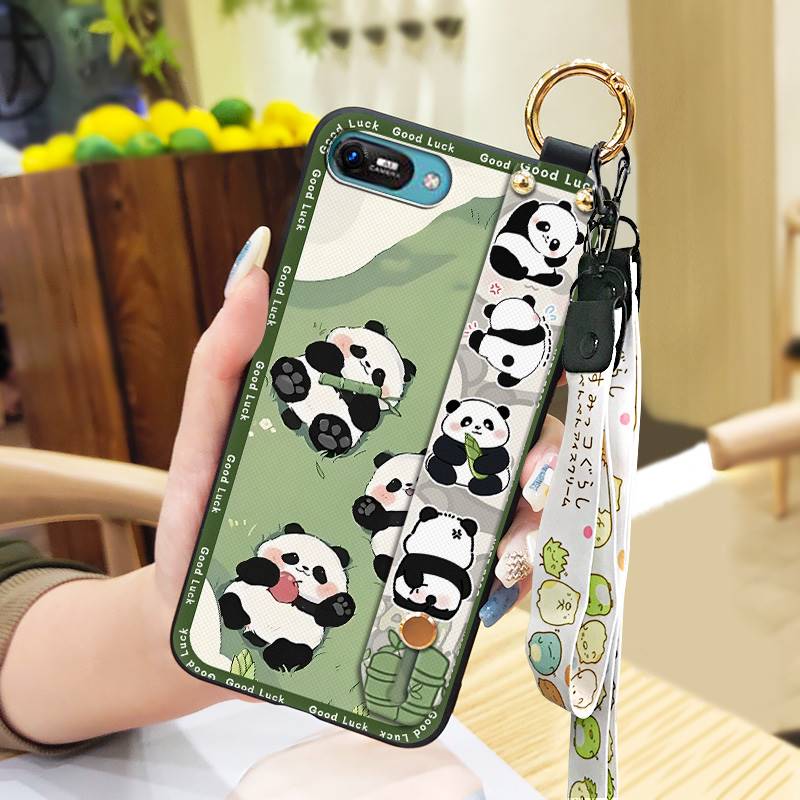 Panda Anti-knock Phone Case For Itel A25/A35/A25 Pro Waterproof Shockproof Back Cover Wristband Wrist Strap Soft case