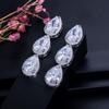 WWJ Top Quality Brilliant Cubic Zircon Long Tear Drop Earrings