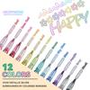 Набор ручек с металлическими блестками 8/12/24 цвета для детей и подростков — быстросохнущие, плавные, забавные принадлежности для рисования каракулей