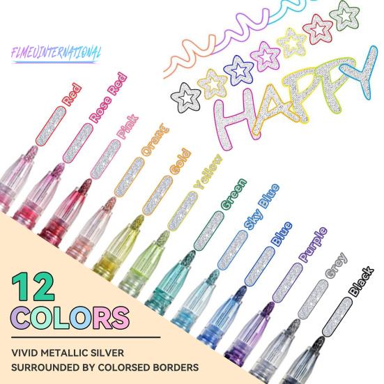 Набор ручек с металлическими блестками 8/12/24 цвета для детей и подростков — быстросохнущие, плавные, забавные принадлежности для рисования каракулей