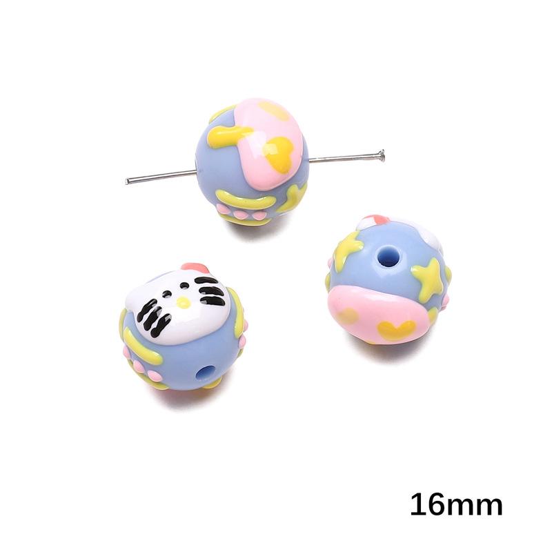 Handmade Beads Acrylic Double-sided Hand-painted Round Beads Graffiti Handmade Beads Diy Weaving Cell Phone Chain String Loose Beads Material
