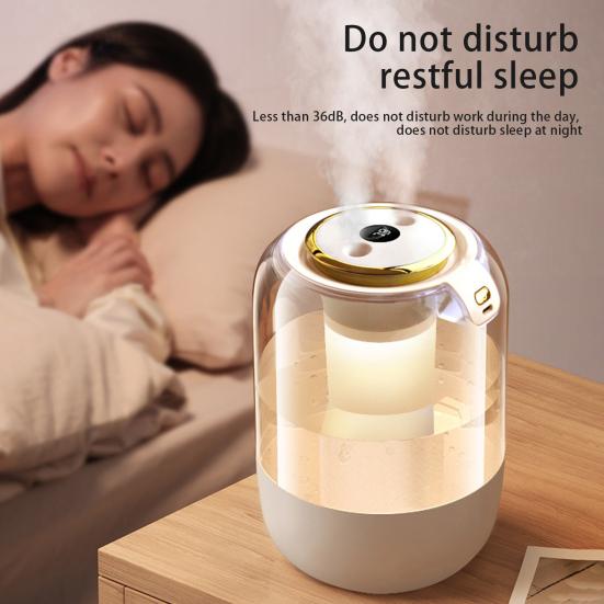 Увлажнитель воздуха с цветной подсветкой, светодиодный дисплей влажности, две насадки, USB, увлажнитель с холодным паром, тихий домашний офис, спальня, диффузор эфирных масел