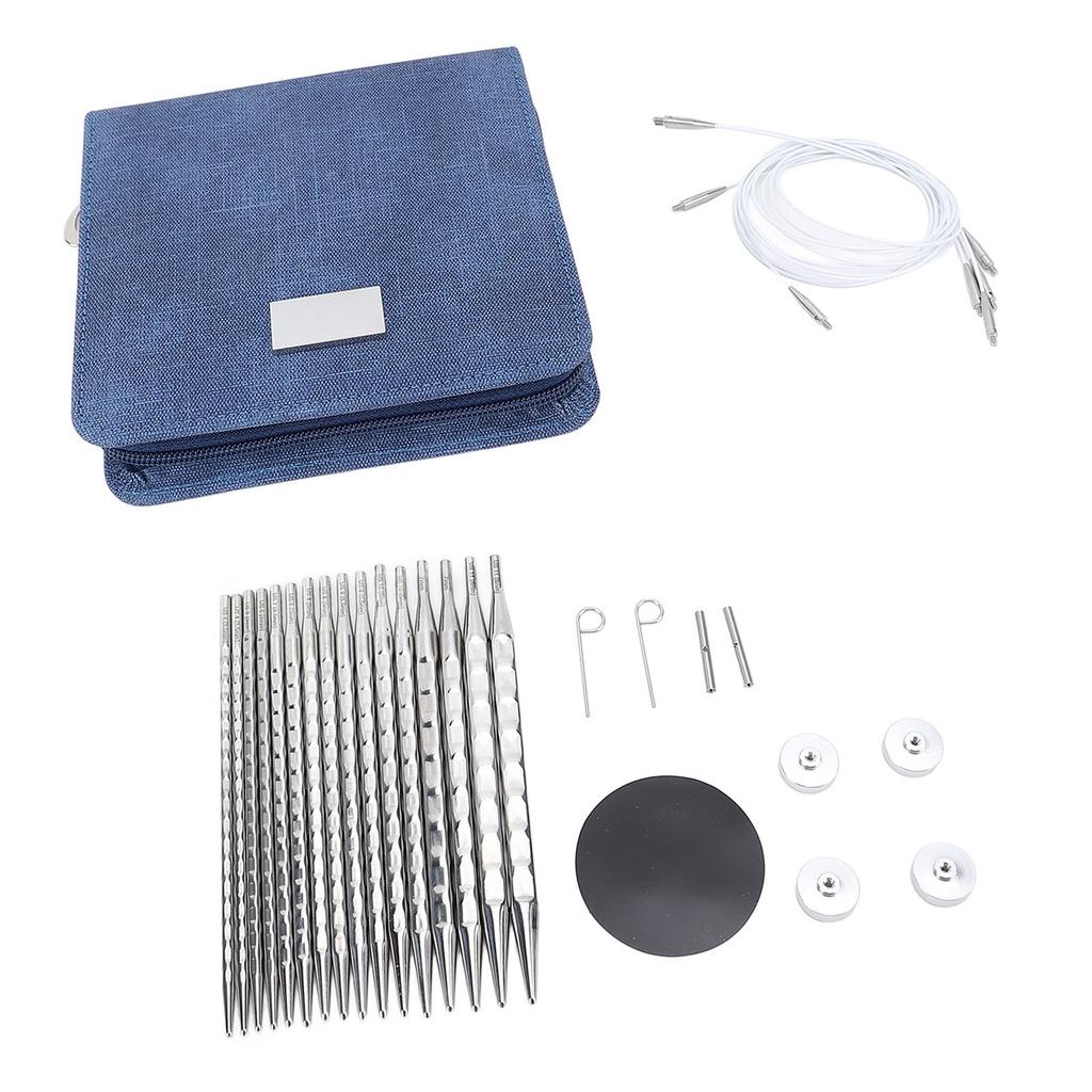 Набор из 8 пар круговых спиц, сменных для начинающих, с чехлом из нержавеющей стали для плетения