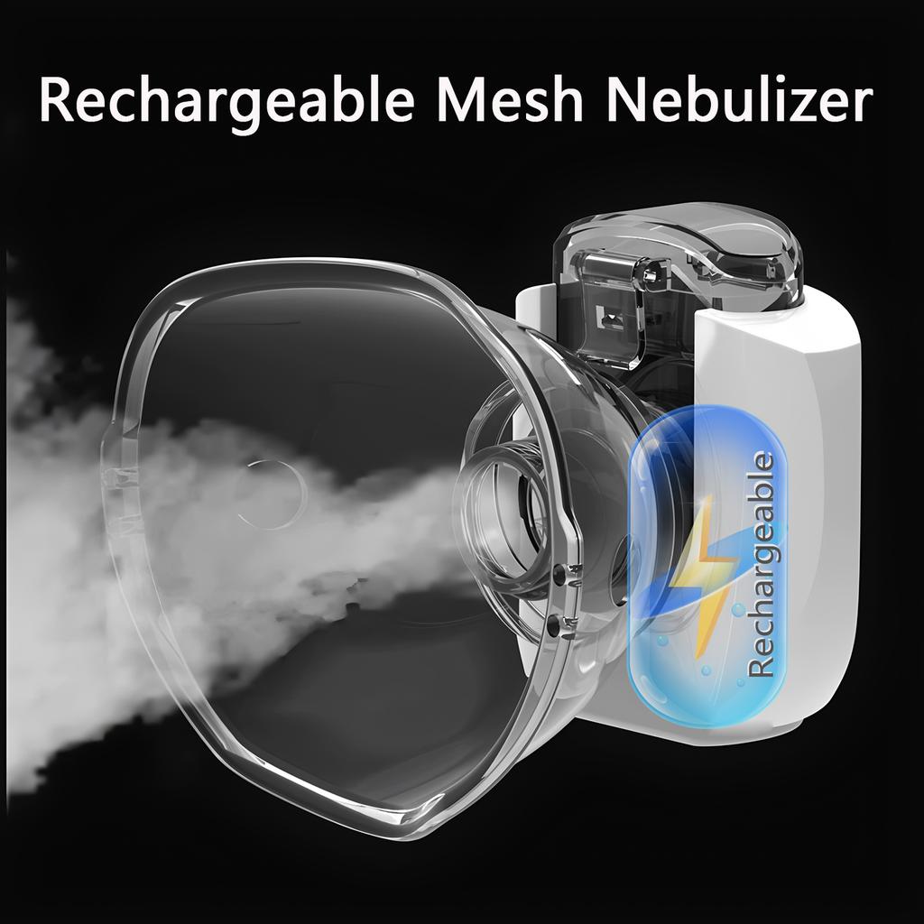 Портативный сетчатый небулайзер-ингалятор, мини-распылитель с перезаряжаемым аккумулятором для взрослых и детей, бесшумный небулайзер с 2 масками и мундштуком
