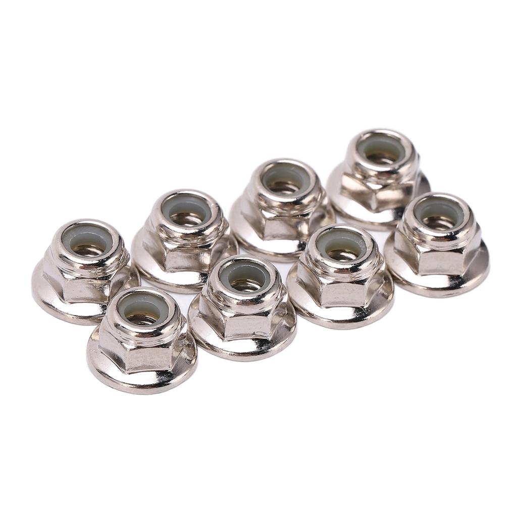 8PCS Metal M4 Wheel Lock Nut Flange Nylon Lock Nuts for Arrma Typhon 110 RC Car PartsSilver