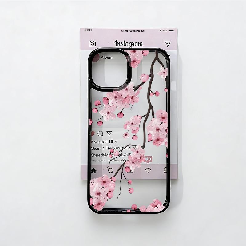 Розовый чехол для телефона с цветущим персиком для IPhone 17 Air 16 15 14 13 12 11 Plus Pro Max Mini X XS XR Plus Белый чехол с цветущими сливами