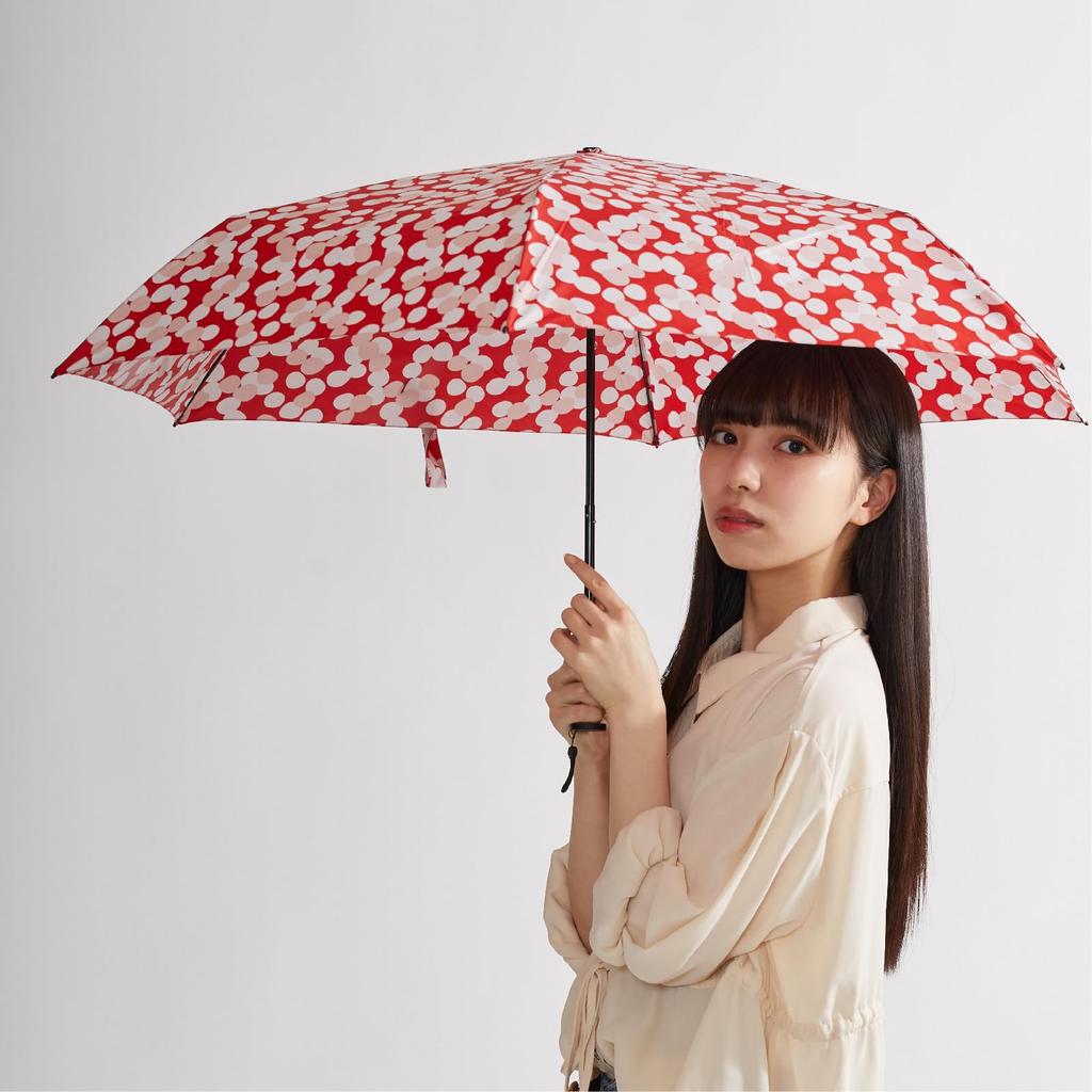 3 seconds urawaza UV cut folding umbrella 55cm 10262 red dot