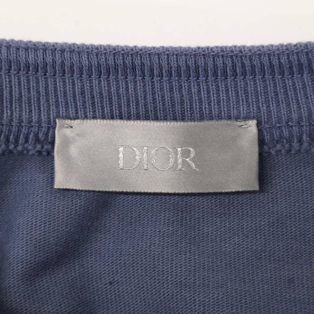 DIOR [xSTONE ISLAND] Blue Logo Short Sleeve T-Shirt tops M blueUsed
