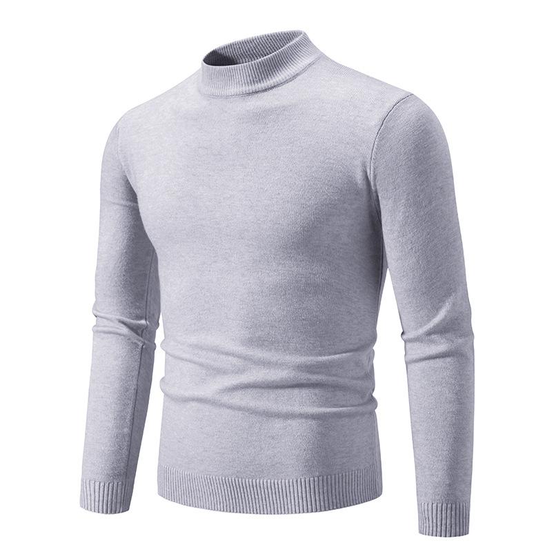 New Autumn And Winter Men'S Semi-Turtleneck Casual Knitted Slim-Fit Solid-Color Sweater Men'S Bottoming Shirt
