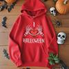 Ladies Spring Autumn Casual Hooded Long Sleeve Big Pocket Halloween Skull Bones Printed Pullover Hoodies Sweatshirt Top