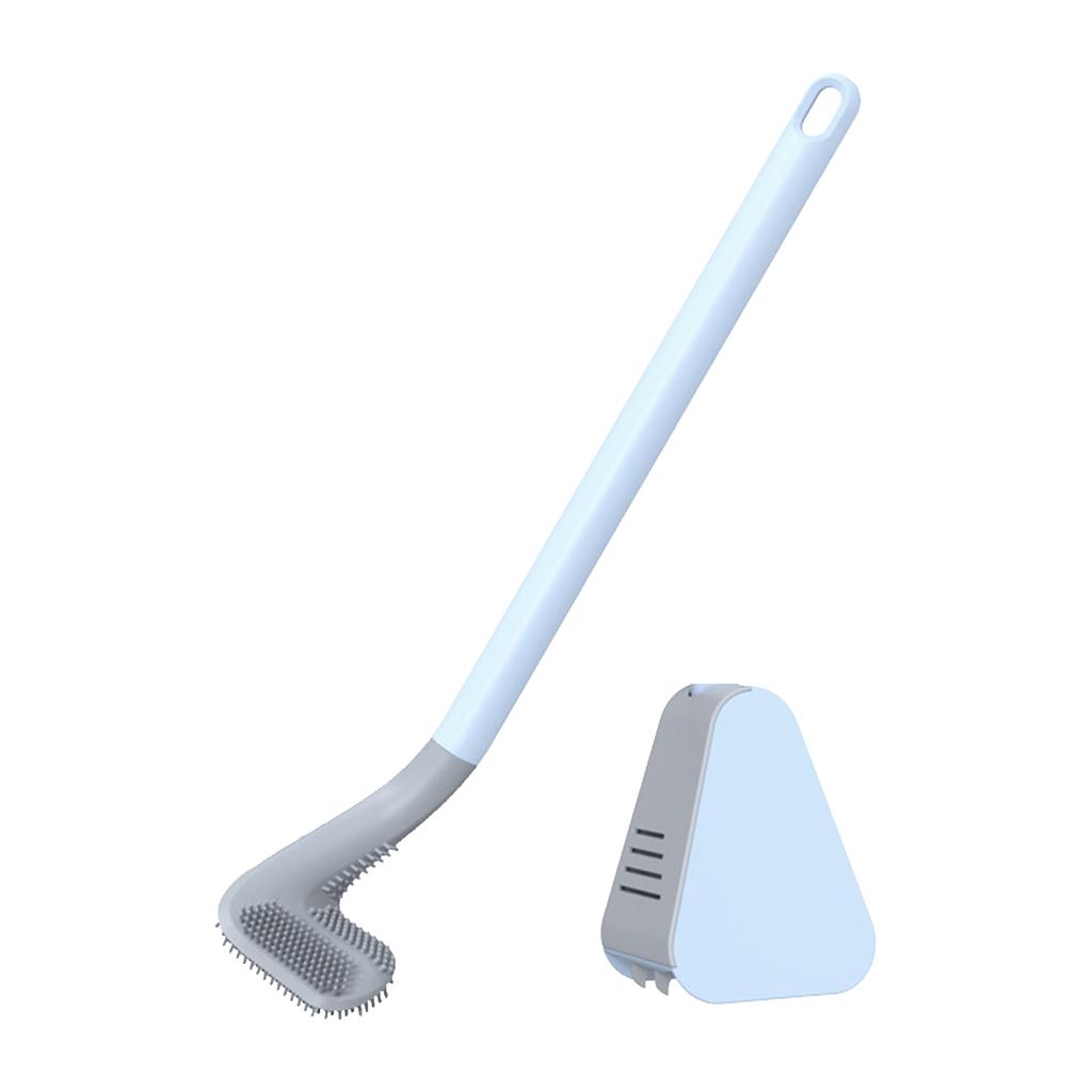 Toilet Brush and Holder Wall-mounted TPR Bristles Toilet Brush Cleaner No-drilling Bathroom Deep