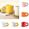 Fat Round Handgrip Pink Coffee Mug Ceramic Cute Fat Handle Cup Creative Novelty Cups  Office