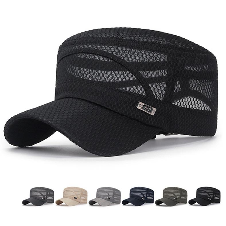 Men's Fashion Mesh Casual Breathable Sunscreen Hat Summer Outdoor Flat Top Cap