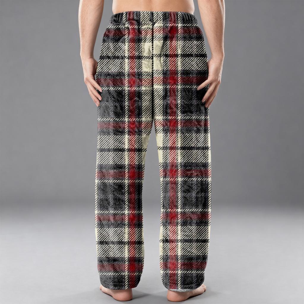 Мужские фланелевые повседневные брюки с карманом, Повседневные брюки с принтованным карманом, Домашние брюки для сна