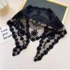 Sweet Flower Neck Protection Lace Triangular Scarf Women's Hollow Mesh Thin Silk Scarf