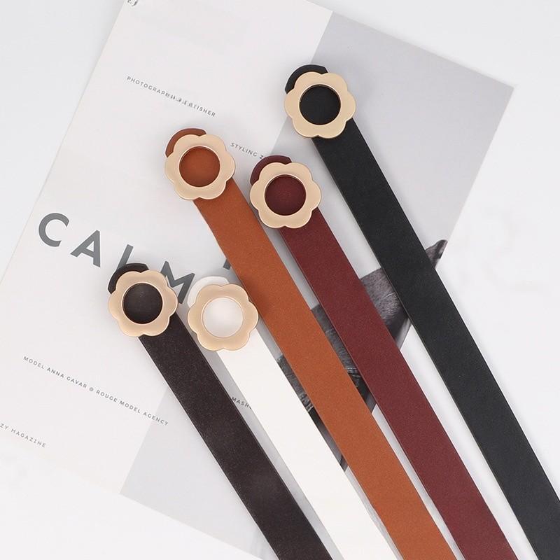 Womens Stylish Pu Leather Belt With Alloy Flat Buckle Suitable For Daily Outfits