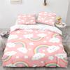 Home Fabric Rainbow Series Pattern Lovely Blue Pink Duvet Quilt Cover Pillowcase Bedding Adult Boys Bedroom Decoration