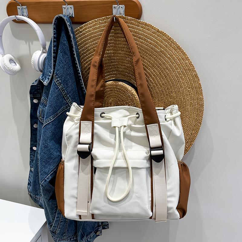 Студенческая сумка-тоут большой вместимости, контрастного цвета, ручная сумка, сумка через плечо для поездок на работу, сумка кроссбоди KTY