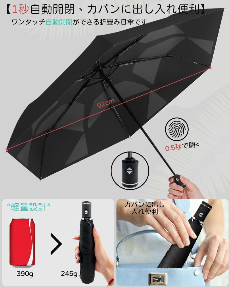 Vialifer Складной зонт из пены с памятью, с УФ-подсветкой и автоматическим нагревом, подходит для солнца и воды, для мужчин и женщин, легкий, защитный, 100%