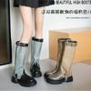 Fashion Street Fashion Women's Knee-High Boots 2024 Autumn Winter New Two Wear Design High Boots Non-slip Thick Sole Ladies Rider Boots