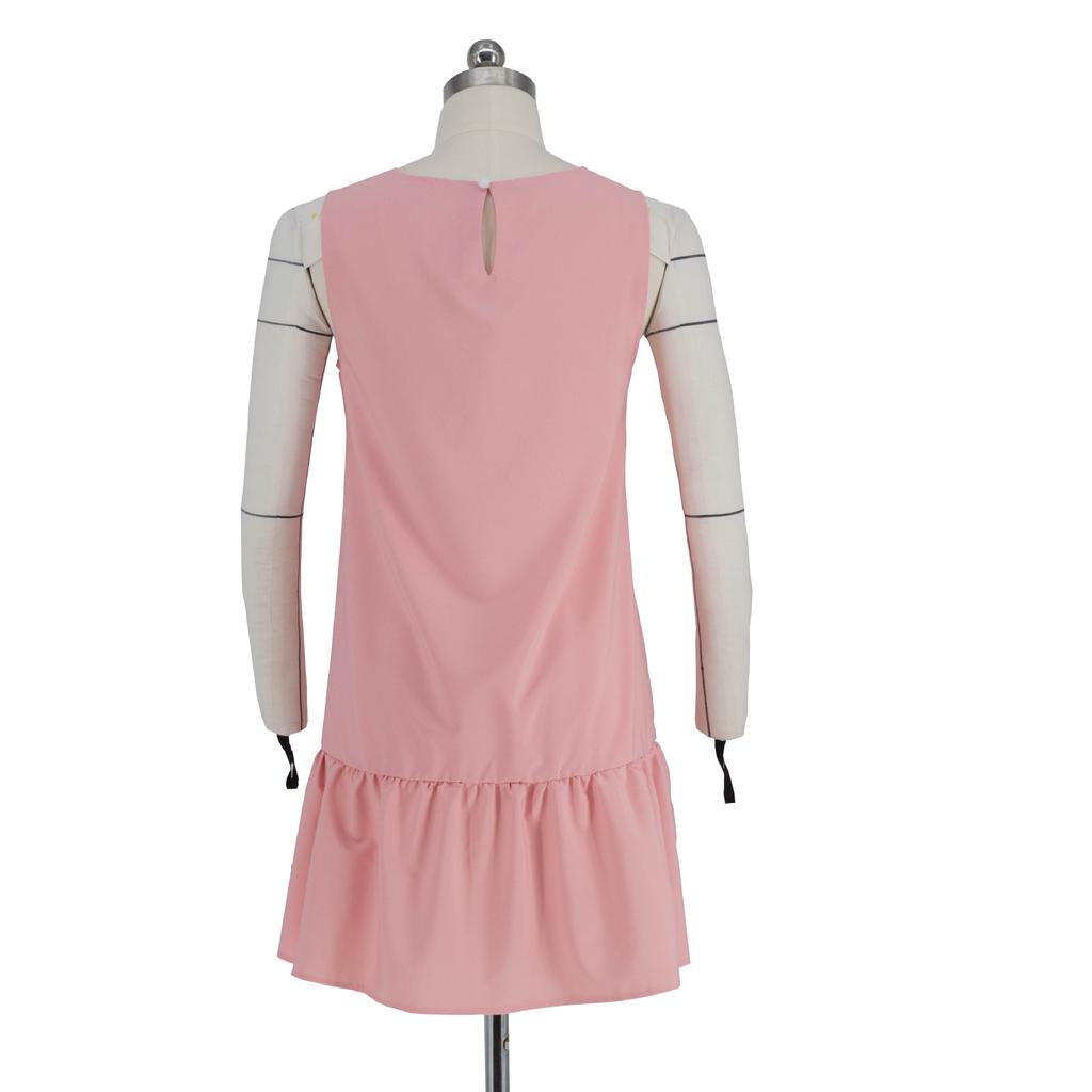 Женское летнее однотонное повседневное платье без рукавов с круглым вырезом, женское мини-платье для отдыха на открытом воздухе