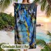 Black Rose Elegance Theme Quick Dry Beach Towel Custom Name Text Print Large Sand Resistant Towel Beach Vacation
