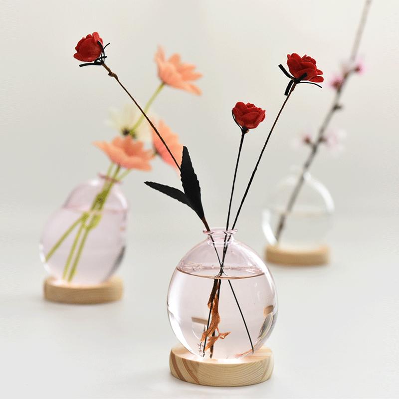 Creative New Bubble Vase Hydroponic Glass Vase Transparent Pink Flower Arrangement Table Decoration Aromatherapy Bottle Ornament